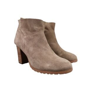 Crown Vintage Shoes Womens 8 Booties Fashion Leather Darcie Stacked Heel Brown